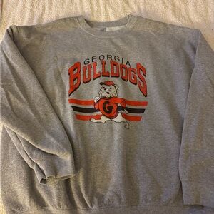 Gildan Gray Georgia Bulldogs Crewneck Sweater